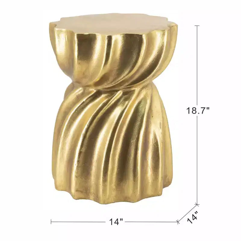 Tabouret d'appoint Jimin en béton léger moderne avec motif tourbillonnant sculptural