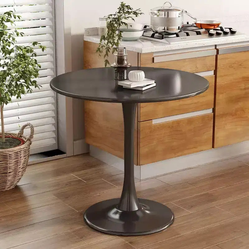 Table à manger ronde moderne Table d'appoint Plateau en MDF Piètement en acier Table basse de cuisine Salon Bureau Noir 31.5*19.7*29.1