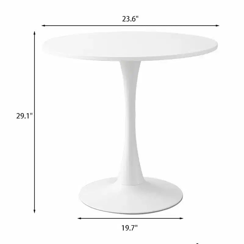 Table à manger ronde moderne Table d'appoint en MDF Piètement en acier Table basse de cuisine Salon Bureau Blanc 23,6*19,7*29,1
