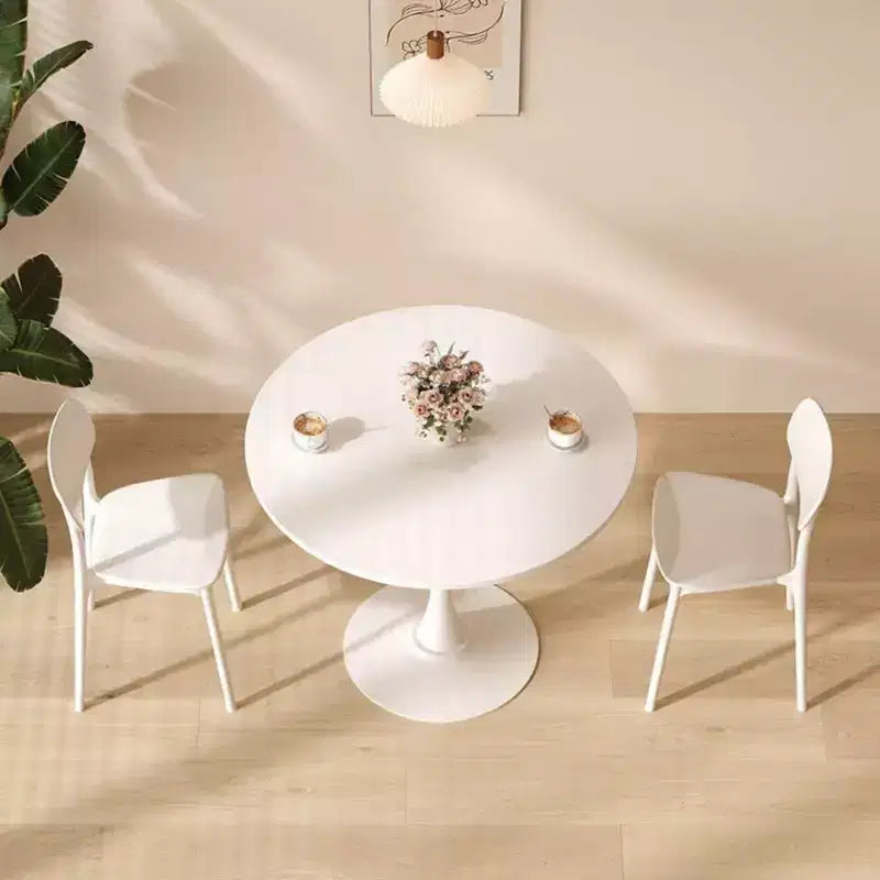 Table à manger ronde moderne Table d'appoint en MDF Piètement en acier Table basse de cuisine Salon Bureau Blanc 23,6*19,7*29,1