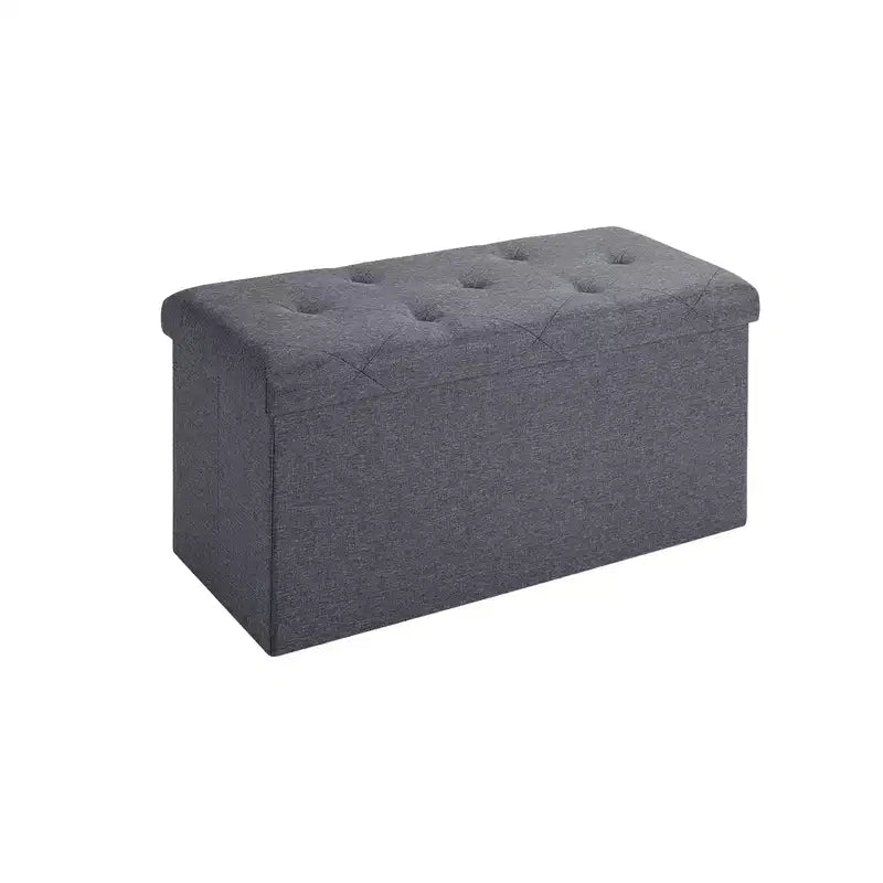 Banc de rangement pliant, Pouf repose-pieds, Banc de bout de lit, Coffre de rangement, avec couvercle rabattable, pour salon, chambre à coucher, entrée, gris