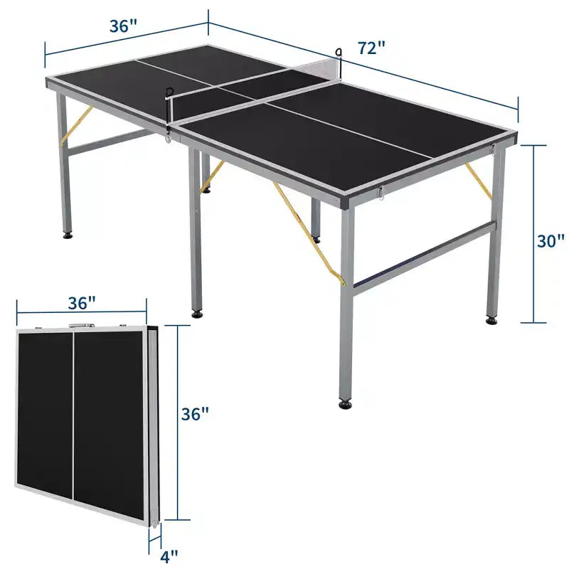 Table de ping-pong portable 180x90 cm pour intérieur et extérieur - Comprend filet, 2 raquettes et 3 balles - Table de jeu professionnelle pour adultes et adolescents