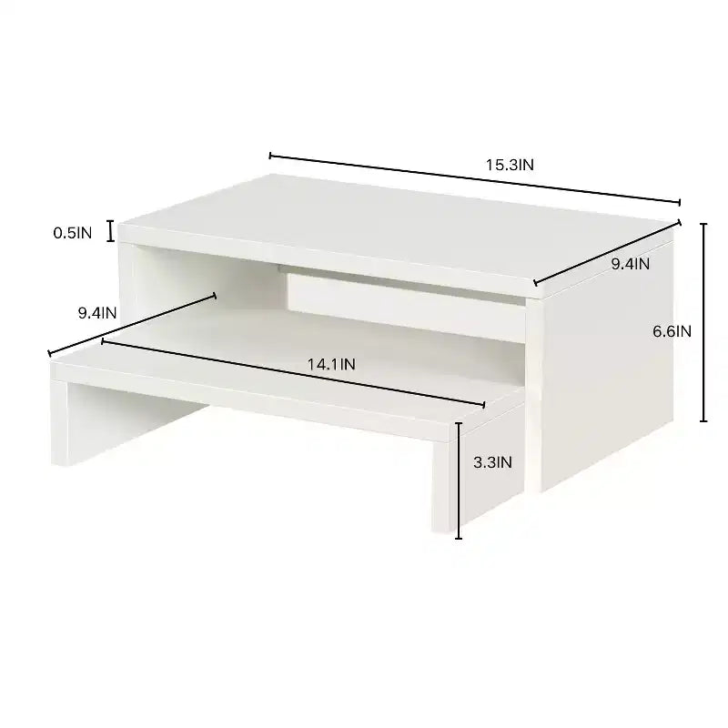 Support d'écran double niveau Ergonomique avec étagère de rangement Organiseur de bureau pour ordinateur portable, PC et fournitures de bureau