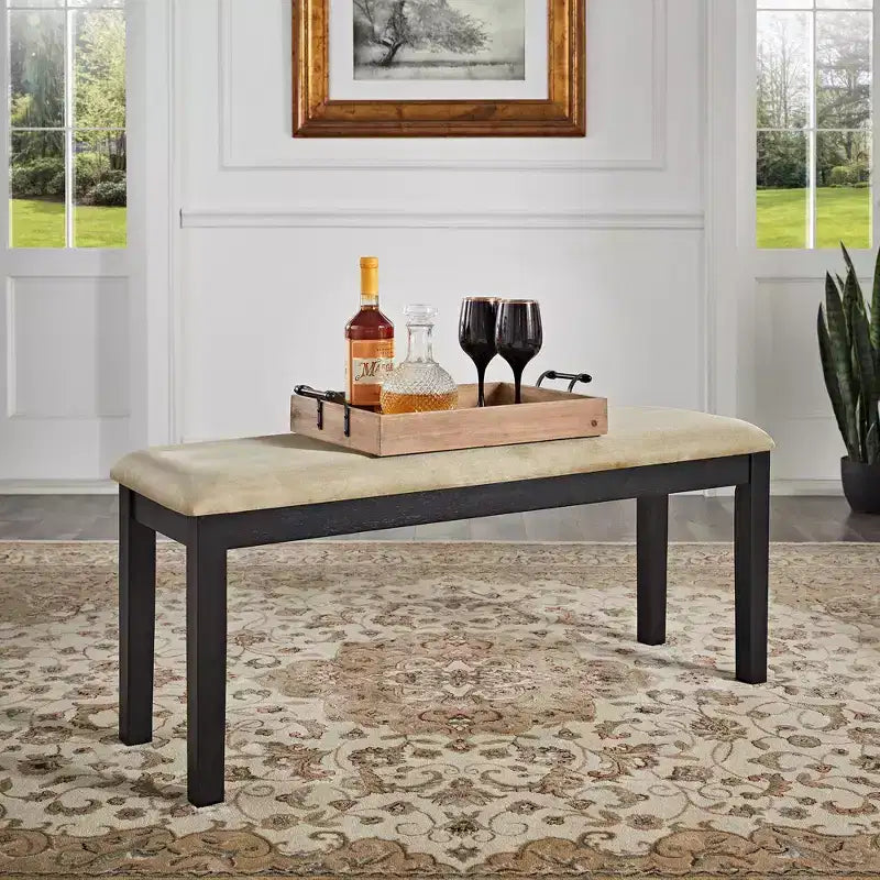 Banc de salle à manger en bois noir Kensington noir/beige iNSPIRE Q