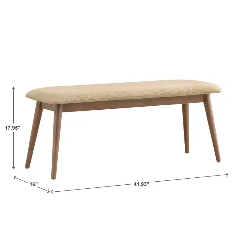 Banc de salle à manger Pierre MidCentury Modern fuselé et rembourré iNSPIRE Q