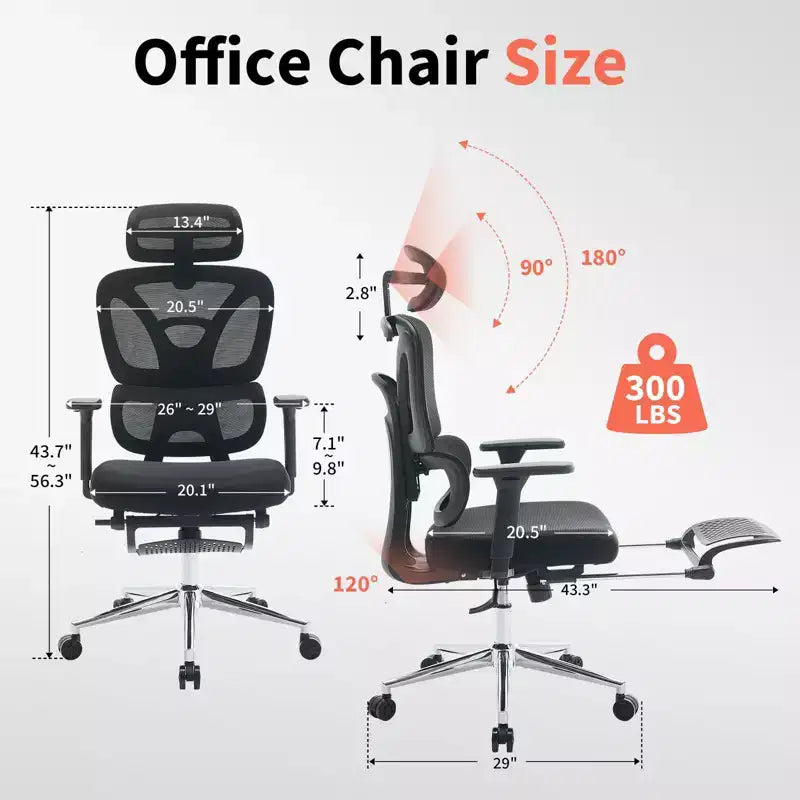 Chaise de bureau ergonomique en maille, soutien lombaire réglable, maille respirante, chaise d'ordinateur pivotante, pour bureau à domicile