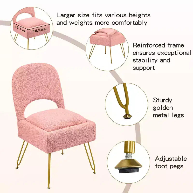 Chaise de coiffeuse avec rangementChaise de maquillage avec rangement et dossier rabattable