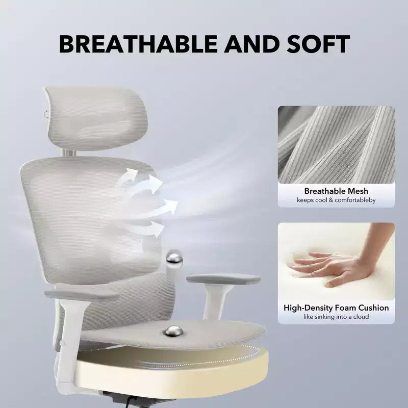 Chaise de bureau ergonomique en maille, appui-tête, soutien lombaire, chaise d'ordinateur pivotante à roulettes, pour la maison, le bureau