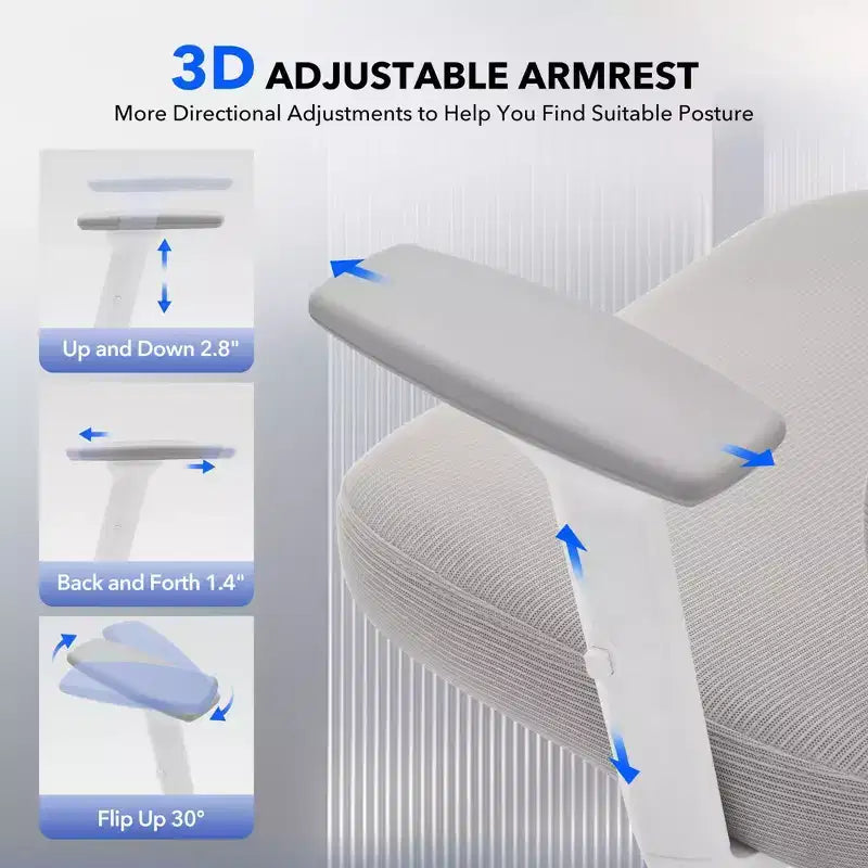 Chaise de bureau ergonomique en maille, appui-tête, soutien lombaire, chaise d'ordinateur pivotante à roulettes, pour la maison, le bureau