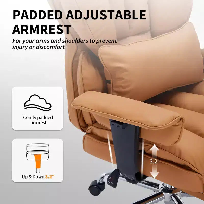 Chaise de bureau ergonomique à dossier haut avec repose-pieds réglable, soutien lombaire confortable, pour la maison, le bureau