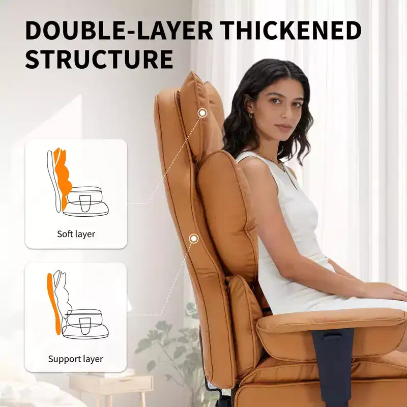 Chaise de bureau ergonomique à dossier haut avec repose-pieds réglable, soutien lombaire confortable, pour la maison, le bureau