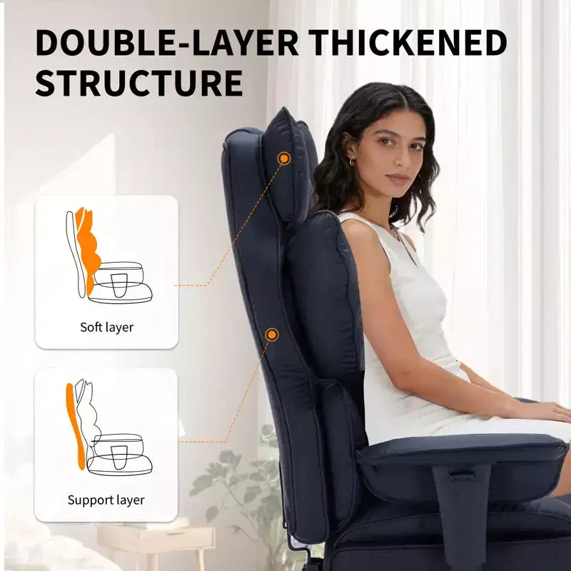 Chaise de bureau ergonomique à dossier haut avec repose-pieds réglable, soutien lombaire confortable, pour la maison, le bureau