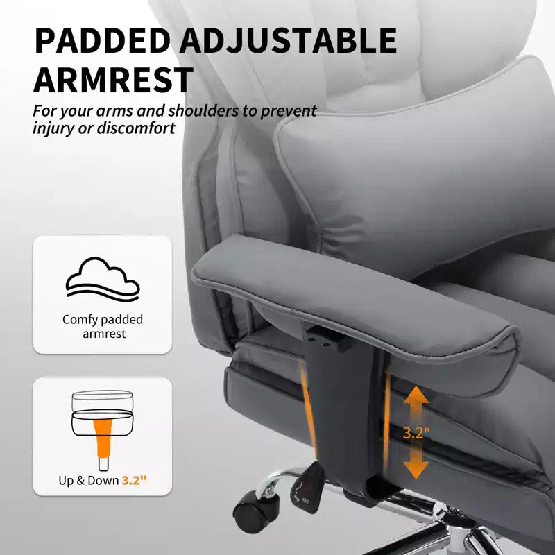 Chaise de bureau ergonomique à dossier haut avec repose-pieds réglable, soutien lombaire confortable, pour la maison, le bureau