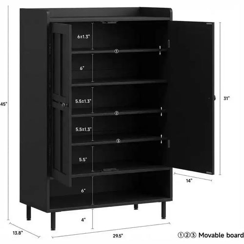 Meuble à chaussures de ferme à 6 niveaux avec 3 étagères réglables et pieds en métal, armoire de rangement pour chaussures de 114 cm de haut pour l'entrée, porte d'entrée