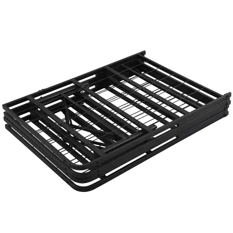 Cadre de lit plateforme pliable en métal Bellemave, 14 lattes en acier robuste, aucun sommier tapissier requis, assemblage facile, rangement sous le lit, noir, taille Queen/King