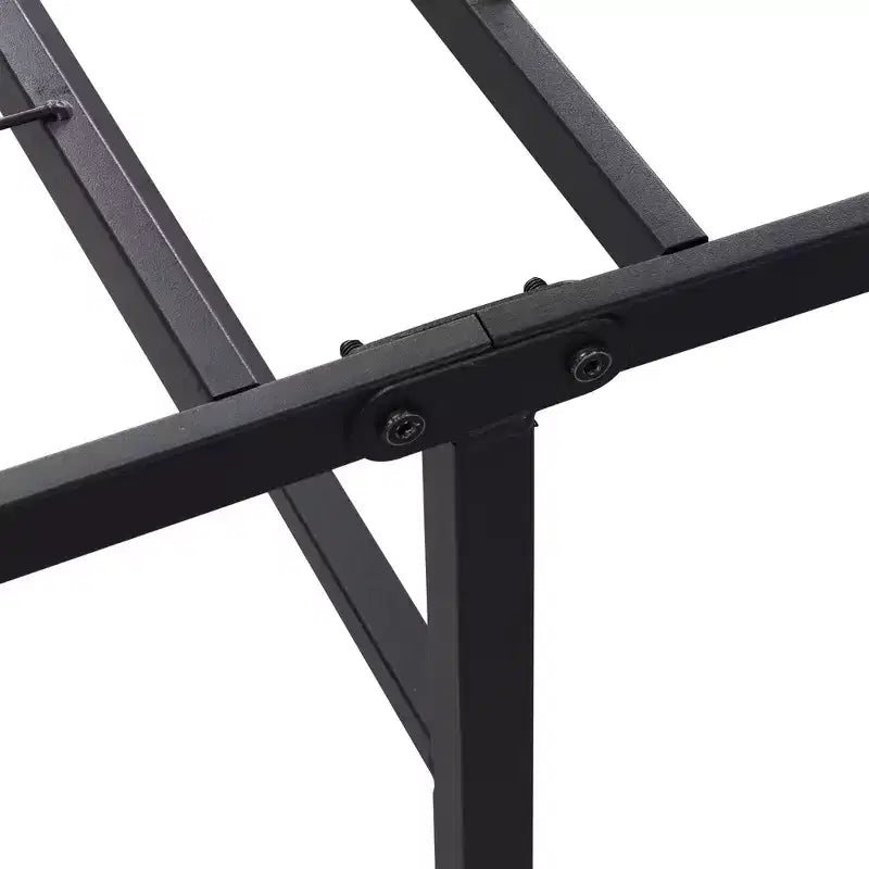 Cadre de lit plateforme pliable en métal Bellemave, 14 lattes en acier robuste, aucun sommier tapissier requis, assemblage facile, rangement sous le lit, noir, taille Queen/King