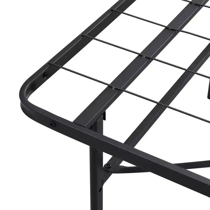 Cadre de lit plateforme pliable en métal Bellemave, 14 lattes en acier robuste, aucun sommier tapissier requis, assemblage facile, rangement sous le lit, noir, taille Queen/King