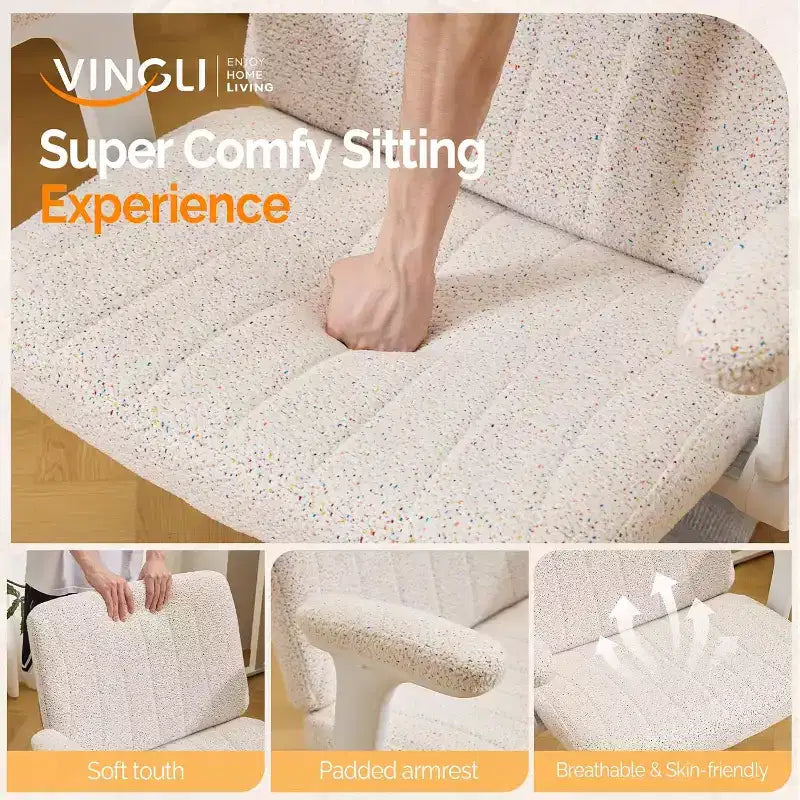 VINGLI Chaise Criss Cross avec accoudoirs relevables réglables, Chaise à pieds croisés avec roulettes, Chaise de bureau extra large, Chaise de bureau pour bureau à domicile, Coiffeuse