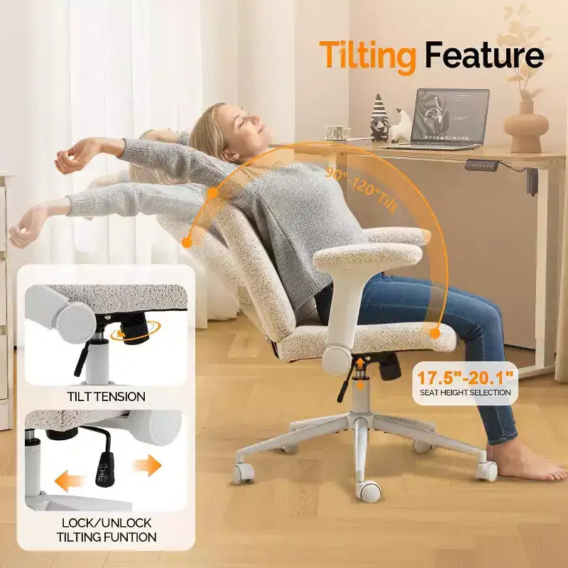VINGLI Chaise Criss Cross avec accoudoirs relevables réglables, Chaise à pieds croisés avec roulettes, Chaise de bureau extra large, Chaise de bureau pour bureau à domicile, Coiffeuse