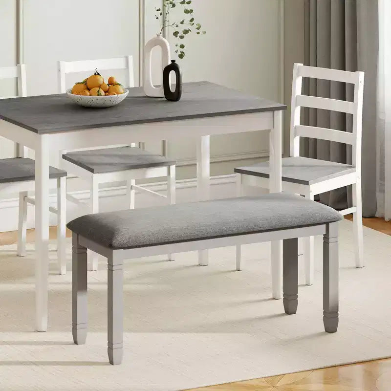 Lot de 2 bancs de chambre rembourrés avec siège matelassé et pieds en bois massif pour salle à manger