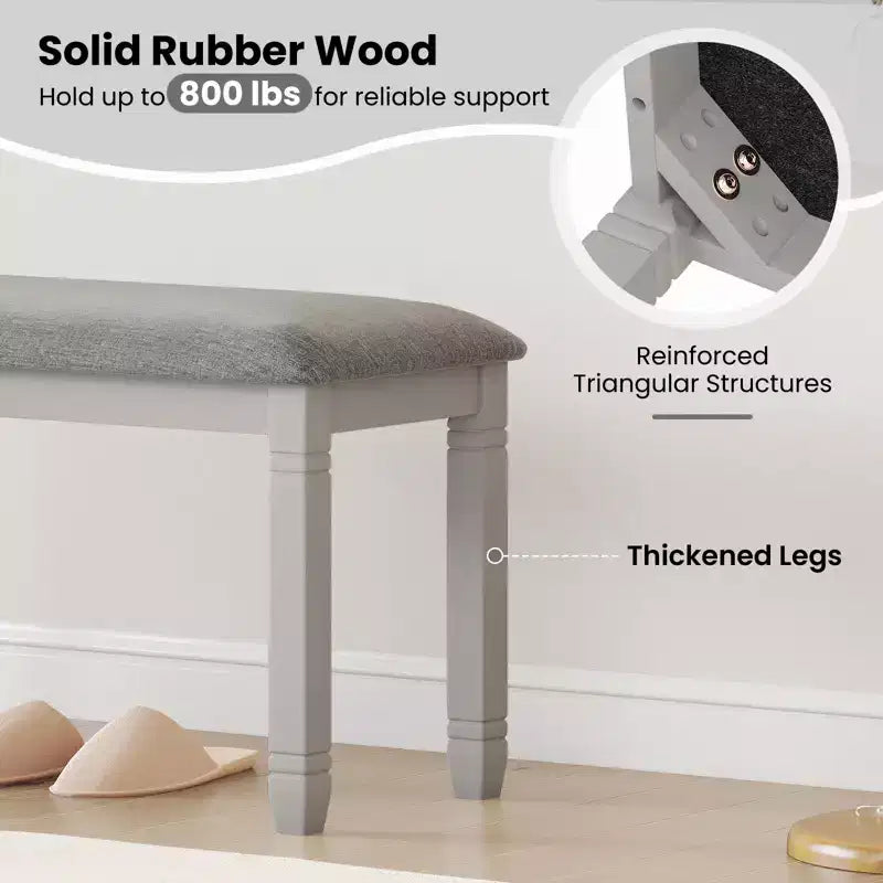 Lot de 2 bancs de chambre rembourrés avec siège matelassé et pieds en bois massif pour salle à manger