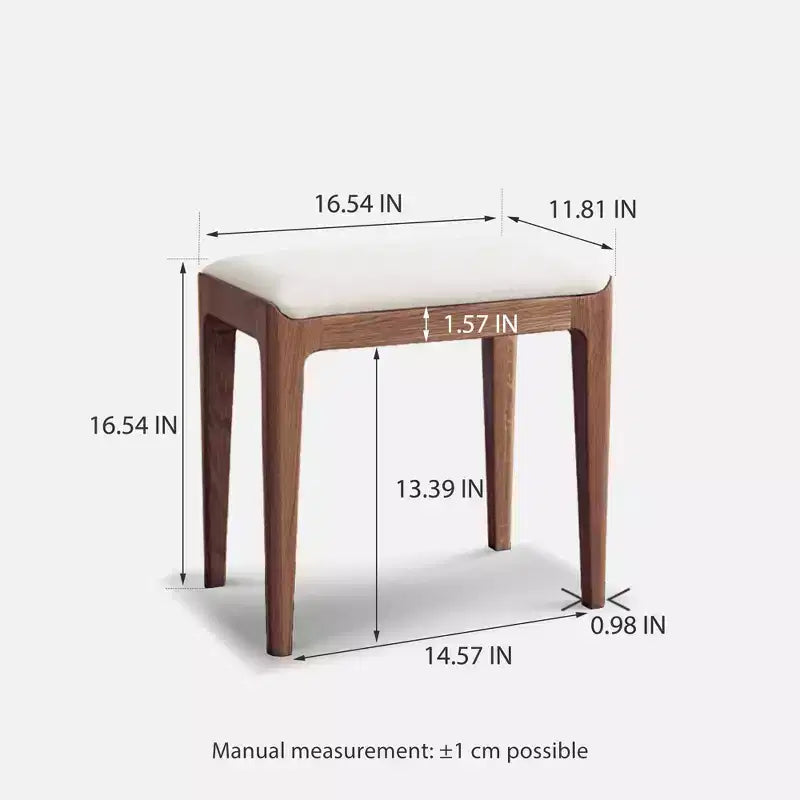 Tabouret de coiffeuse Ernest moderne en bois massif et tissu d'ameublement