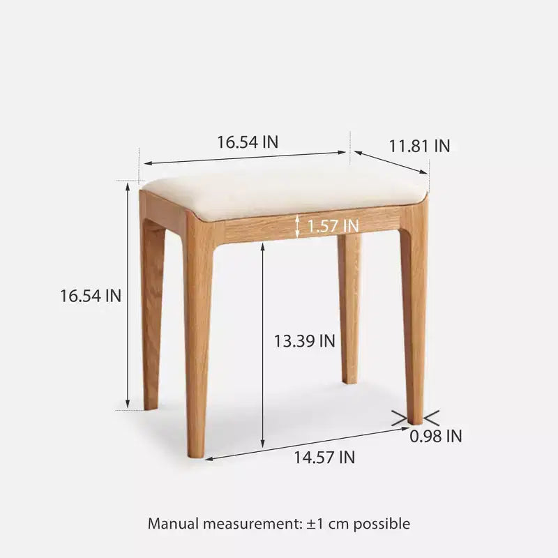 Tabouret de coiffeuse Ernest moderne en bois massif et tissu d'ameublement