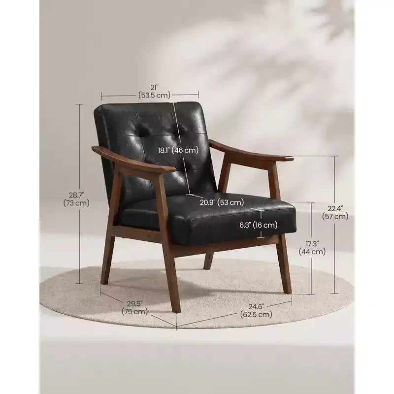 VASAGLE Fauteuil d'appoint, Fauteuil en PU Cuir, Fauteuil de Salon Capitonné, Coussin épais, Siège de Salon Style Mid-Century Moderne