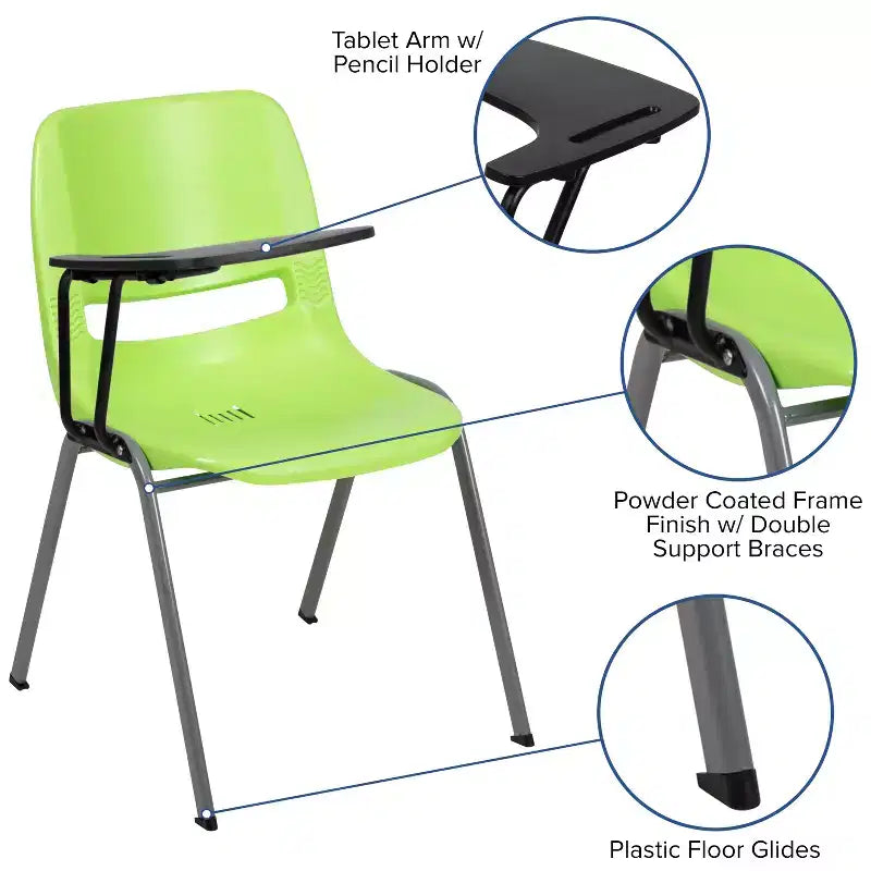 Chaise ergonomique Flash Furniture avec tablette rabattable à droite