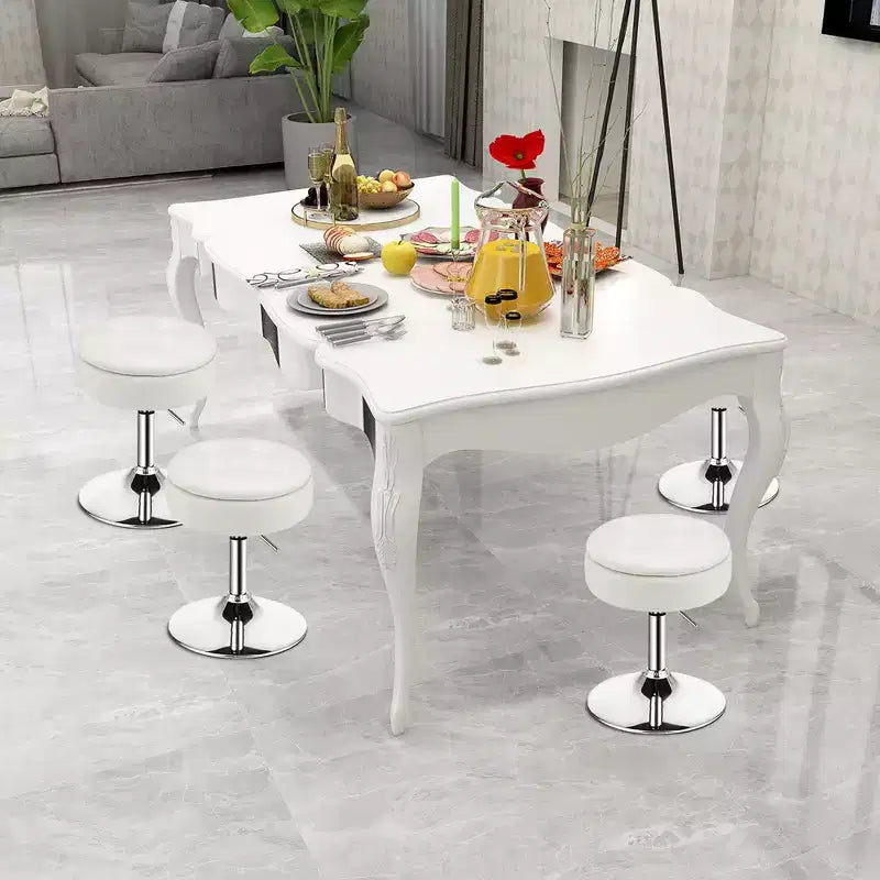 Lot de 4 tabourets de coiffeuse réglables, pivotants à 360°, avec rangement et plateau de maquillage, blanc/noir/rose