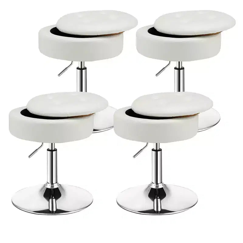 Lot de 4 tabourets de coiffeuse réglables, pivotants à 360°, avec rangement et plateau de maquillage, blanc/noir/rose