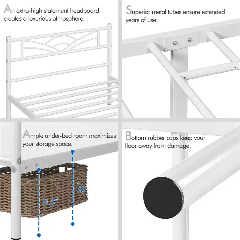 Cadre de lit plateforme en métal avec tête de lit au design inspiré des nuages