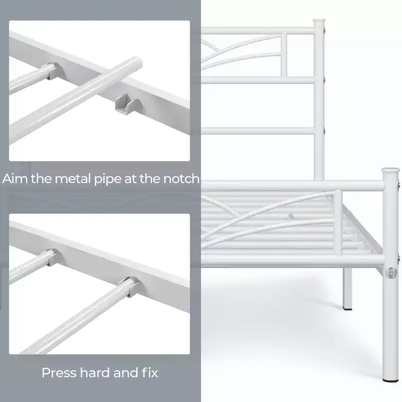 Cadre de lit plateforme en métal avec tête de lit au design inspiré des nuages