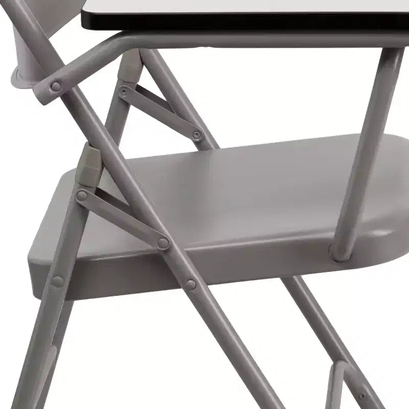 Emma et Oliver Lot de 2 chaises pliantes beiges en acier de qualité supérieure avec tablette écritoire à droite - Chaise événementielle