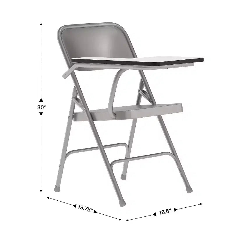 Emma et Oliver Lot de 2 chaises pliantes beiges en acier de qualité supérieure avec tablette écritoire à droite - Chaise événementielle