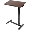 Mount-It! Height Adjustable Overbed Desk and Table with Tilting Tabletop | Overbed Medical Table with Wheels | Dark Walnut