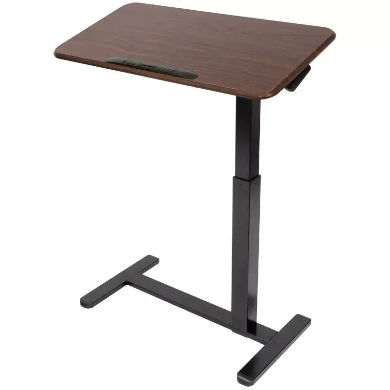 Mount-It! Height Adjustable Overbed Desk and Table with Tilting Tabletop | Overbed Medical Table with Wheels | Dark Walnut