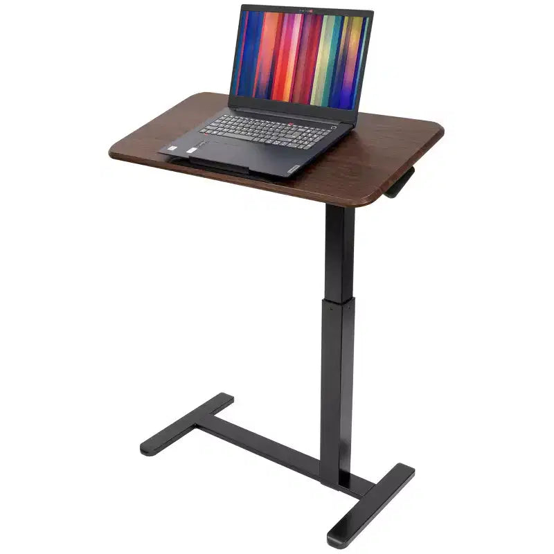 Table et bureau de lit réglables en hauteur avec plateau inclinable Table médicale de lit à roulettes Noyer foncé