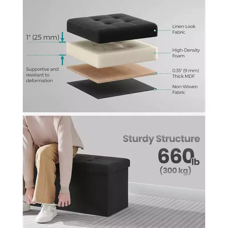 43.3 Banc de rangement pliant Pouf de rangement avec coffre