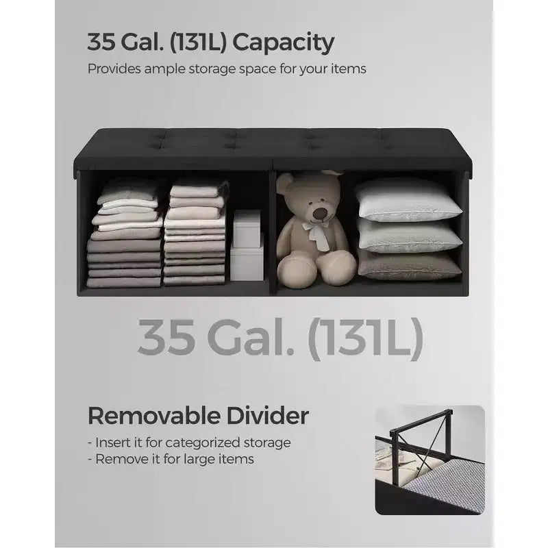 43.3 Banc de rangement pliant Pouf de rangement avec coffre