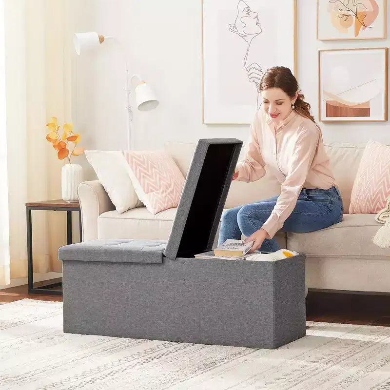 43.3 Banc de rangement pliant Pouf de rangement avec coffre