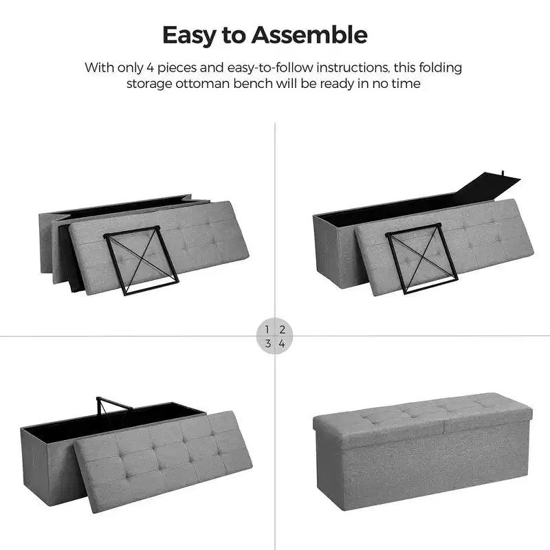 43.3 Banc de rangement pliant Pouf de rangement avec coffre
