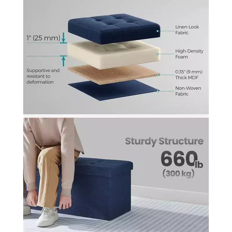 43.3 Banc de rangement pliant Pouf de rangement avec coffre