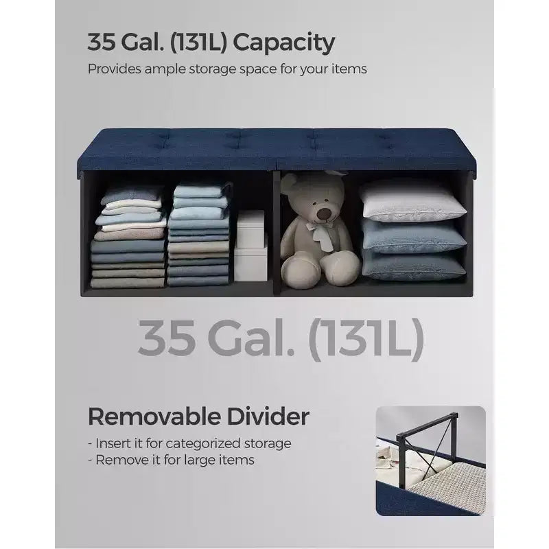 43.3 Banc de rangement pliant Pouf de rangement avec coffre