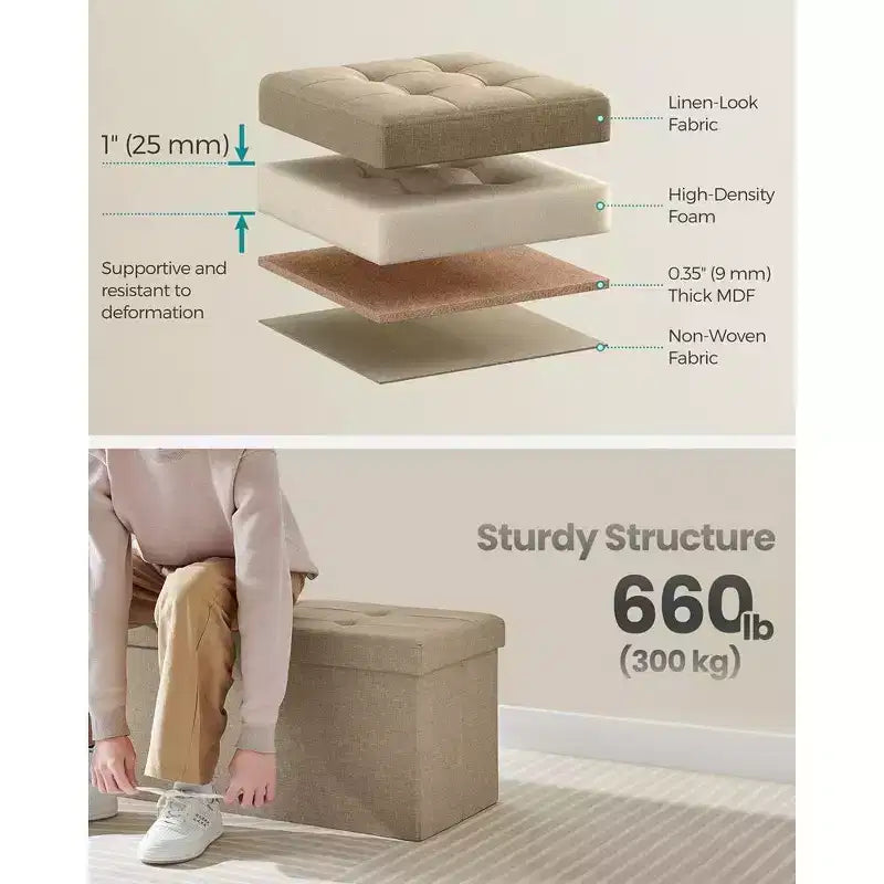 43.3 Banc de rangement pliant Pouf de rangement avec coffre