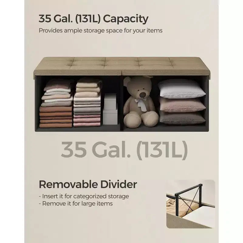 43.3 Banc de rangement pliant Pouf de rangement avec coffre