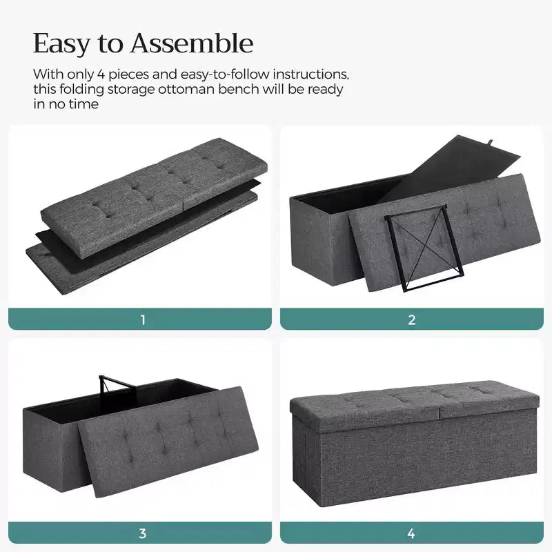 43.3 Banc de rangement pliant Pouf de rangement avec coffre