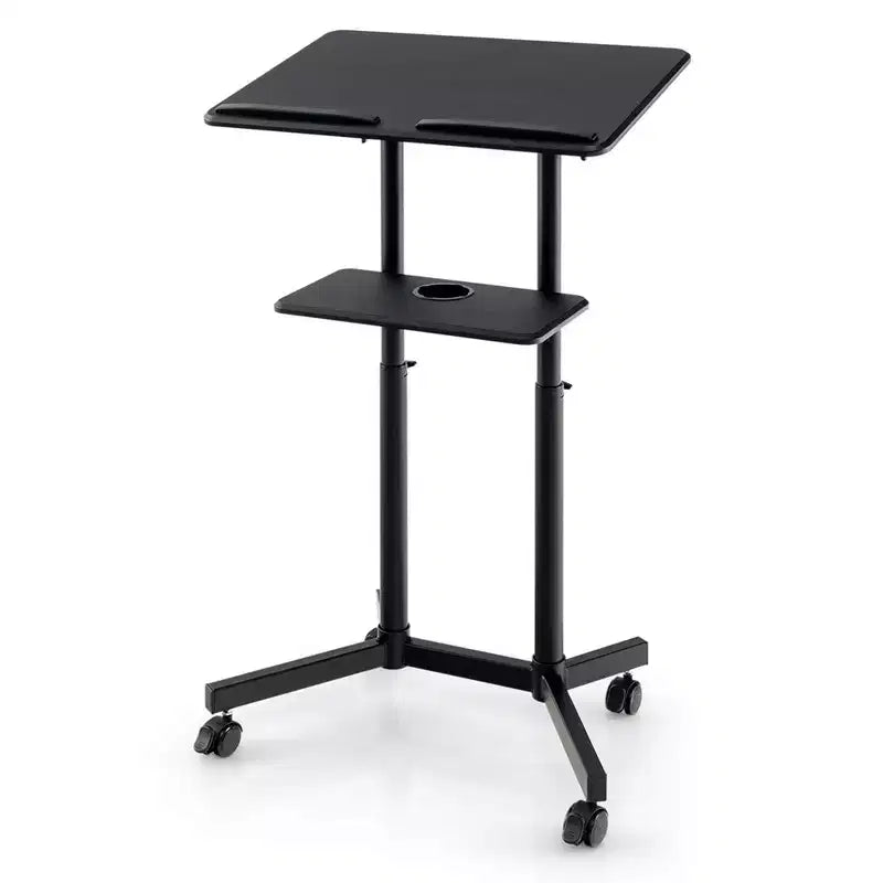 1/2 Pupitres mobiles avec plateau inclinable Rangement Roulettes Verrouillables Noir