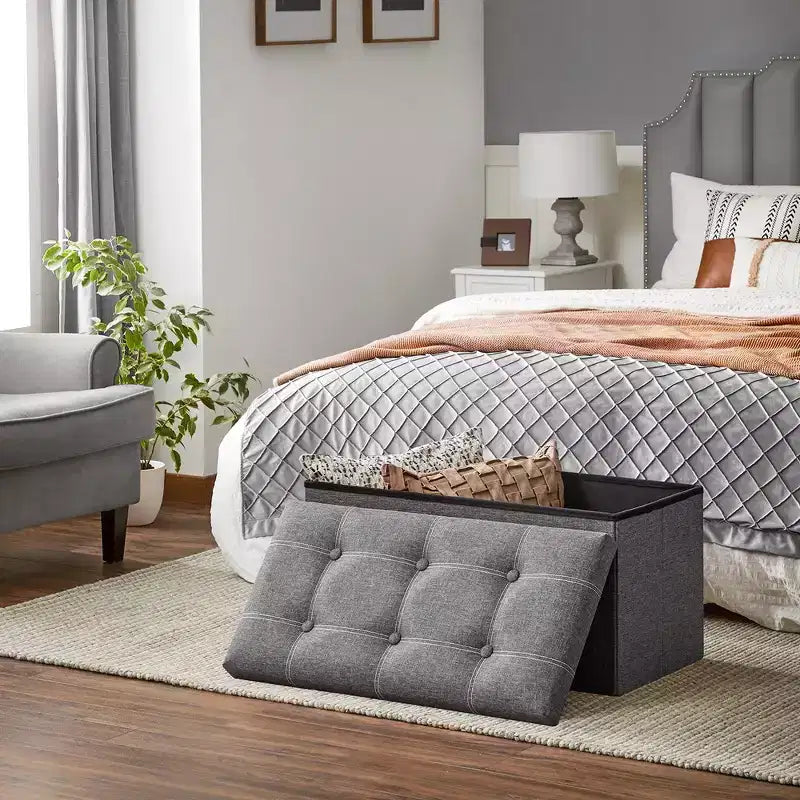 Banc Coffre de Rangement Pouf de Rangement Repose-Pieds Supporte jusqu'à 300 kg pour Chambre à Coucher Salon