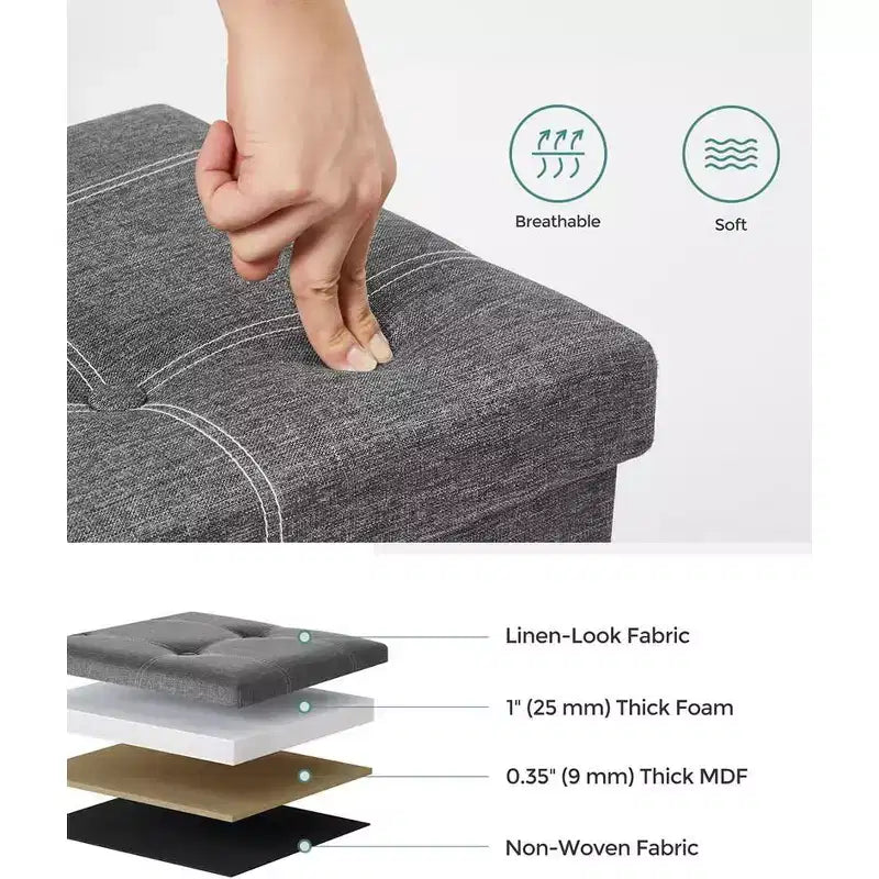Banc Coffre de Rangement Pouf de Rangement Repose-Pieds Supporte jusqu'à 300 kg pour Chambre à Coucher Salon